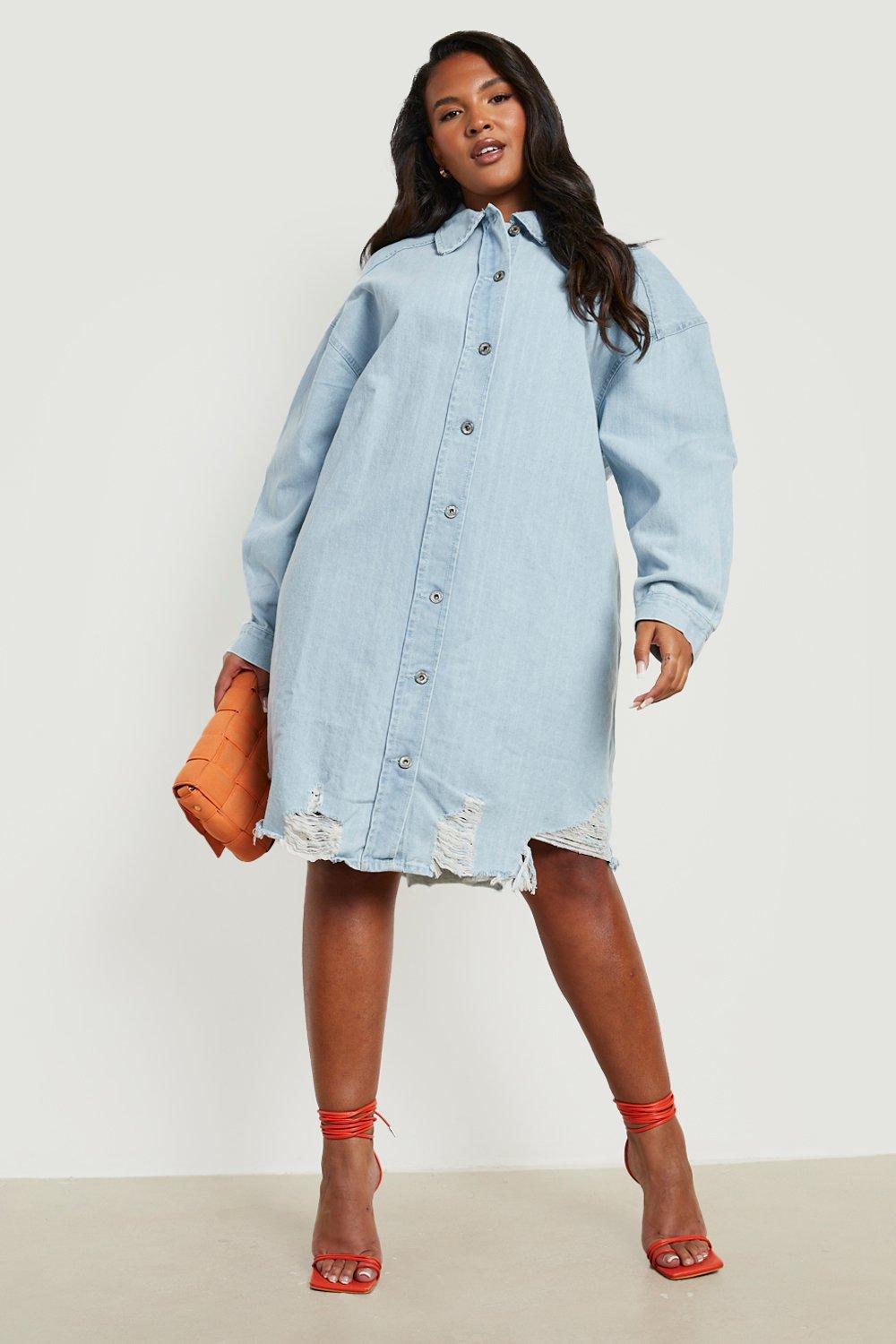 Blue jean distressed dress hotsell